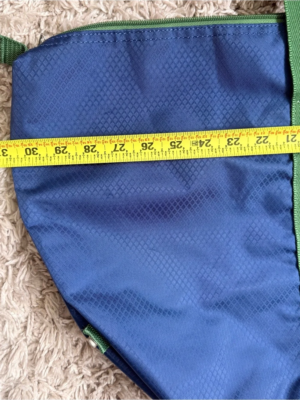 Nautica Blue and Green Trim XL Wide Tote Bag with Zipper
